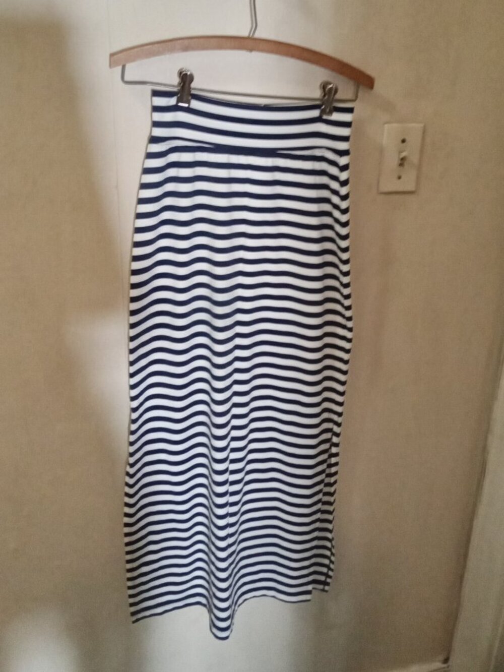 Hardtail Sz XS striped navy white Maxi skirt - slits on side